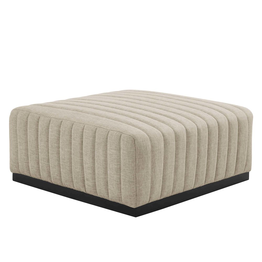 Conjure Channel Tufted Upholstered Fabric Ottoman. Picture 1