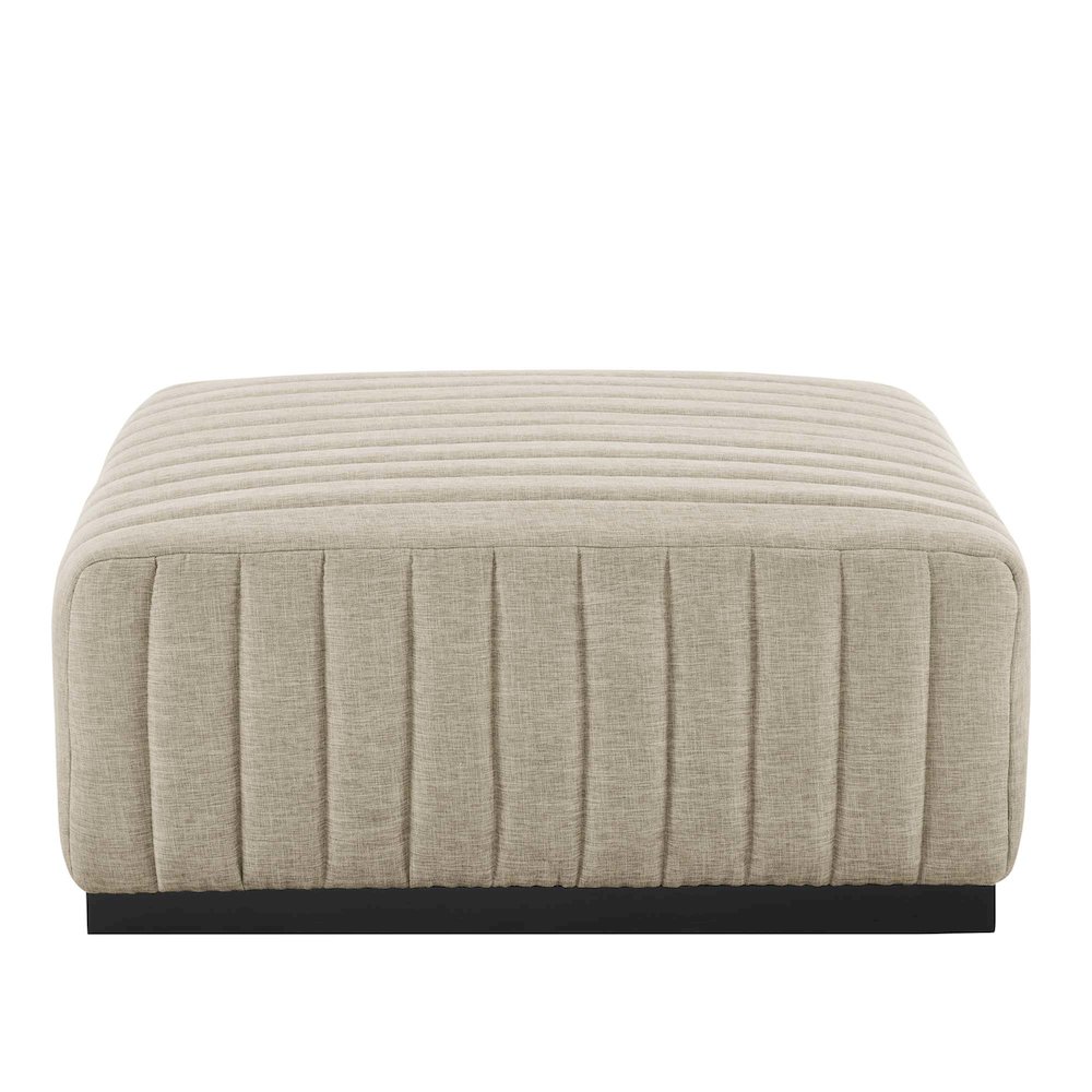 Conjure Channel Tufted Upholstered Fabric Ottoman. Picture 3