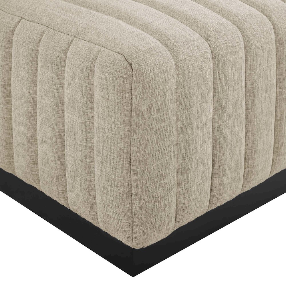 Conjure Channel Tufted Upholstered Fabric Ottoman. Picture 4
