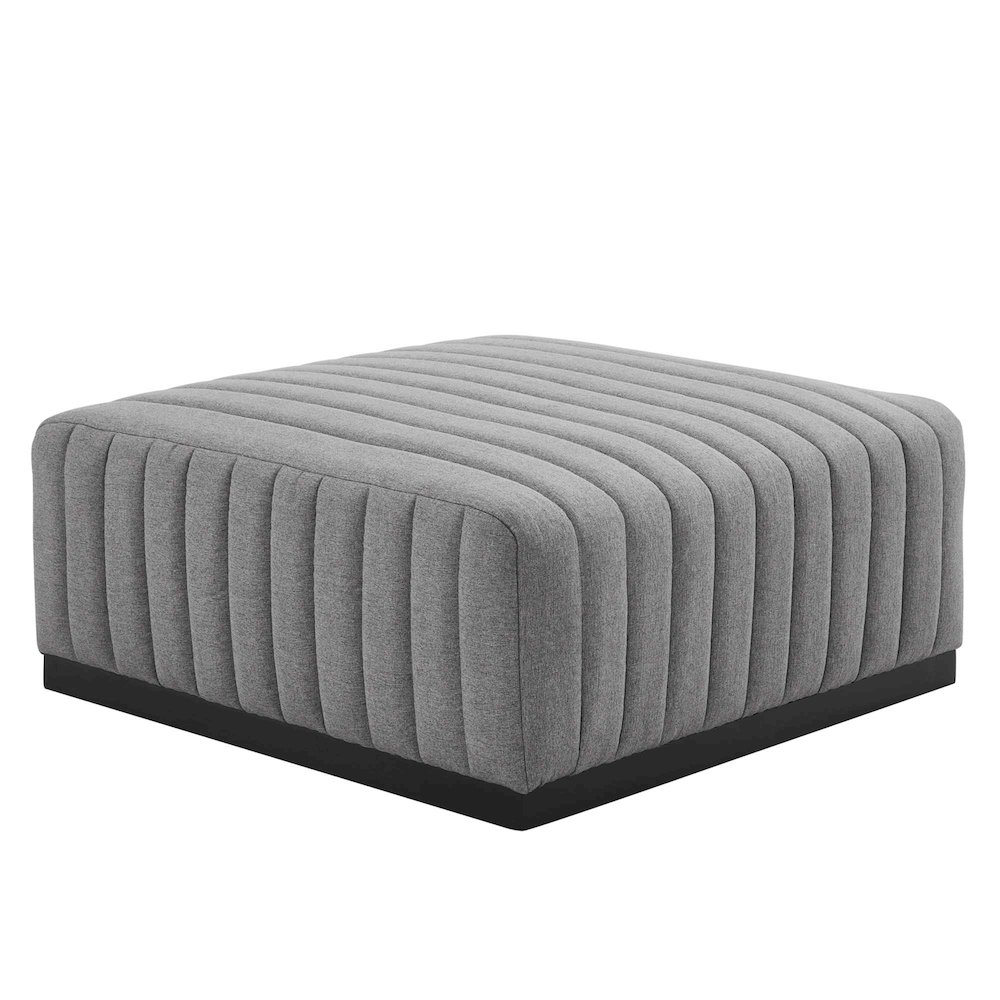 Conjure Channel Tufted Upholstered Fabric Ottoman. Picture 1