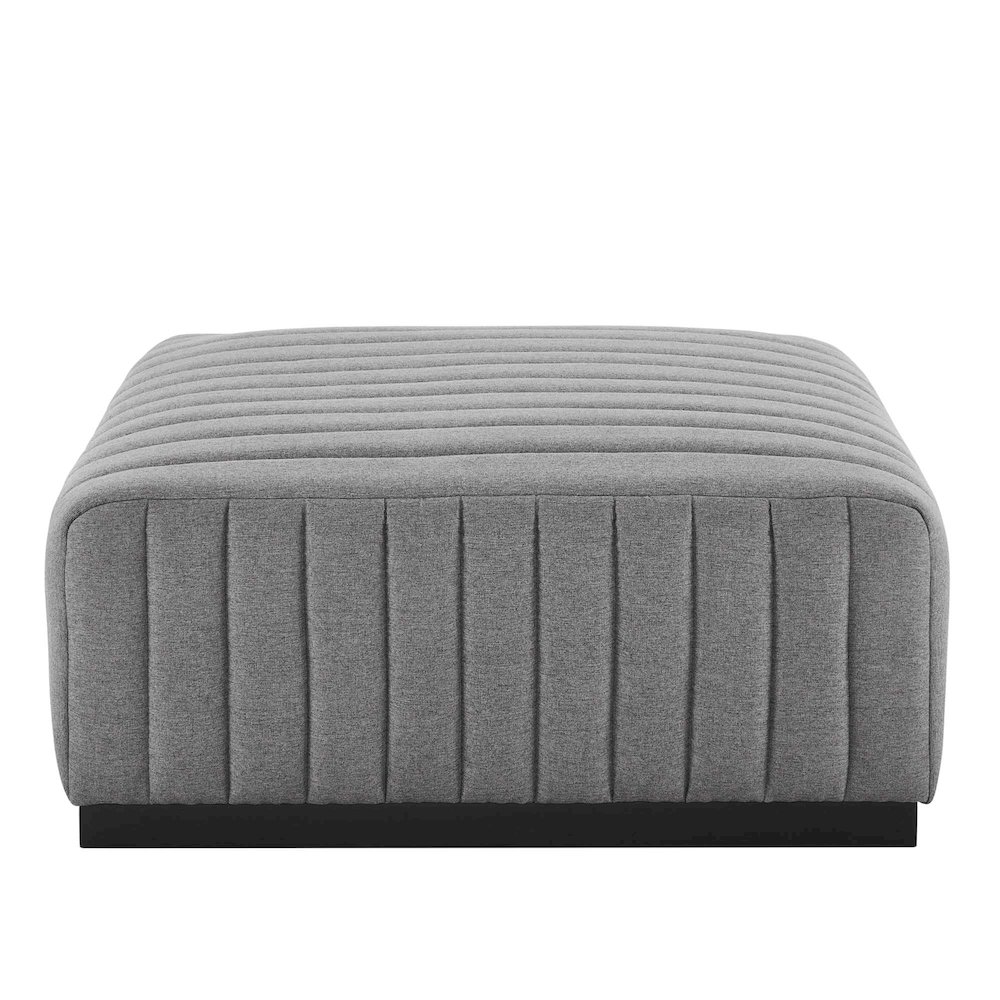 Conjure Channel Tufted Upholstered Fabric Ottoman. Picture 3