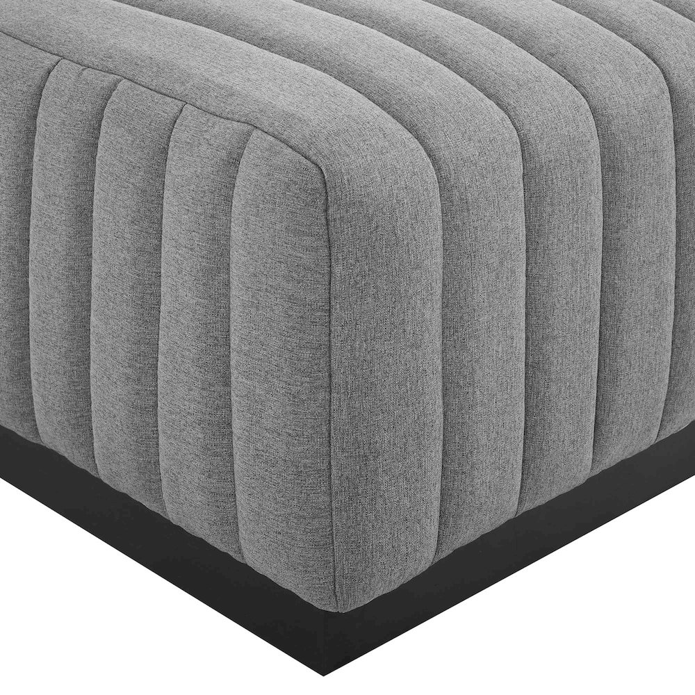 Conjure Channel Tufted Upholstered Fabric Ottoman. Picture 4