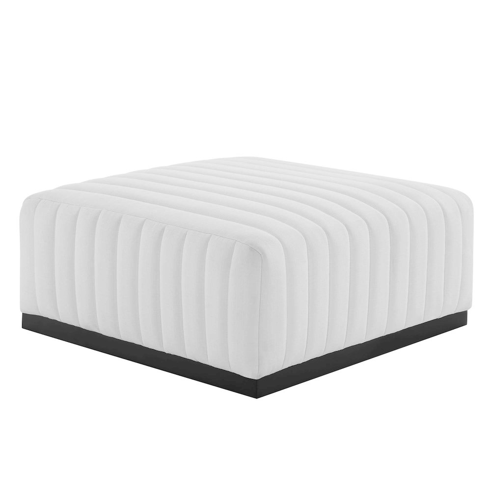 Conjure Channel Tufted Upholstered Fabric Ottoman. Picture 1