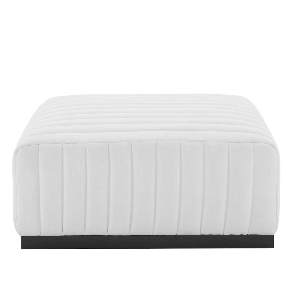 Conjure Channel Tufted Upholstered Fabric Ottoman. Picture 3