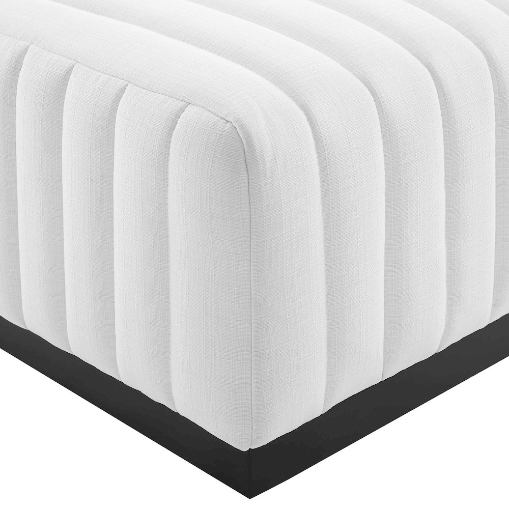 Conjure Channel Tufted Upholstered Fabric Ottoman. Picture 4