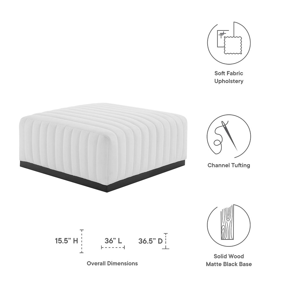 Conjure Channel Tufted Upholstered Fabric Ottoman. Picture 2