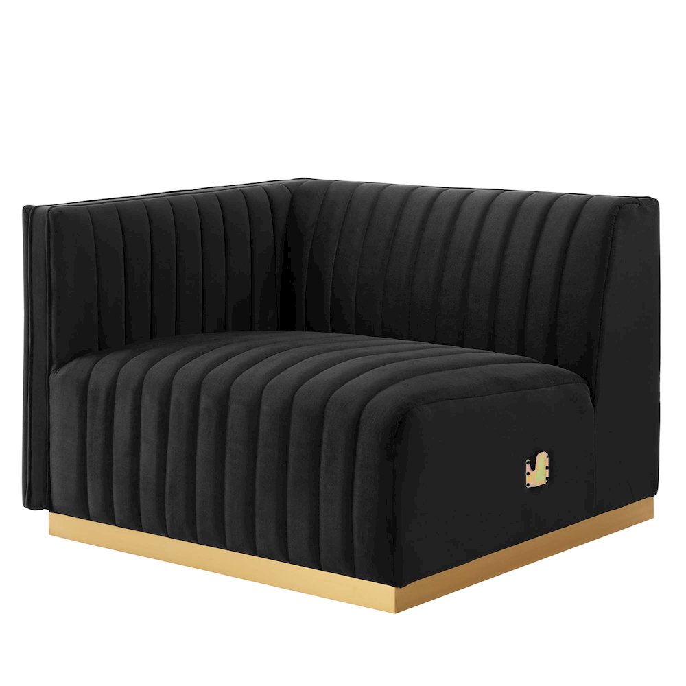 Conjure Channel Tufted Performance Velvet Left-Arm Chair. Picture 1