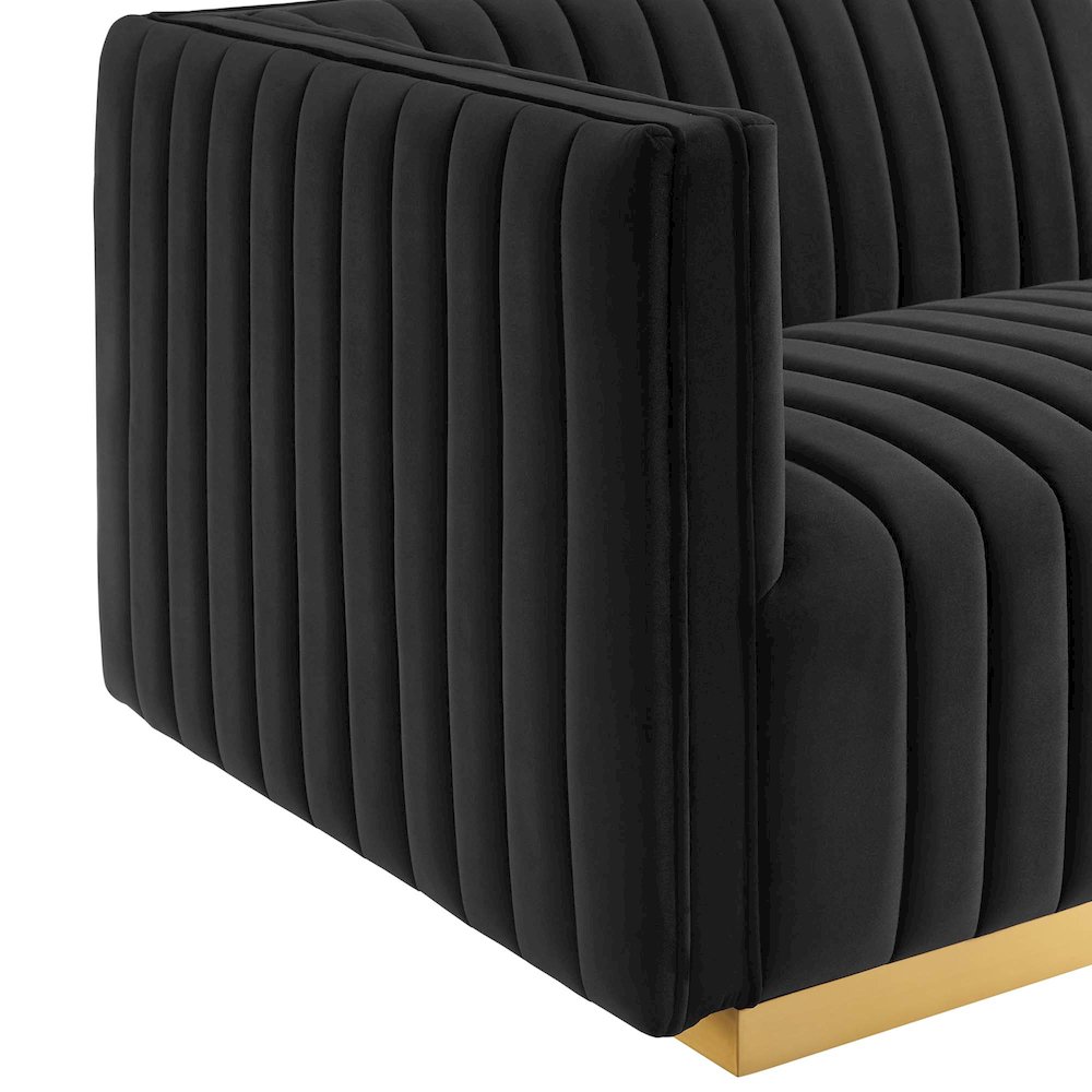 Conjure Channel Tufted Performance Velvet Left-Arm Chair. Picture 5