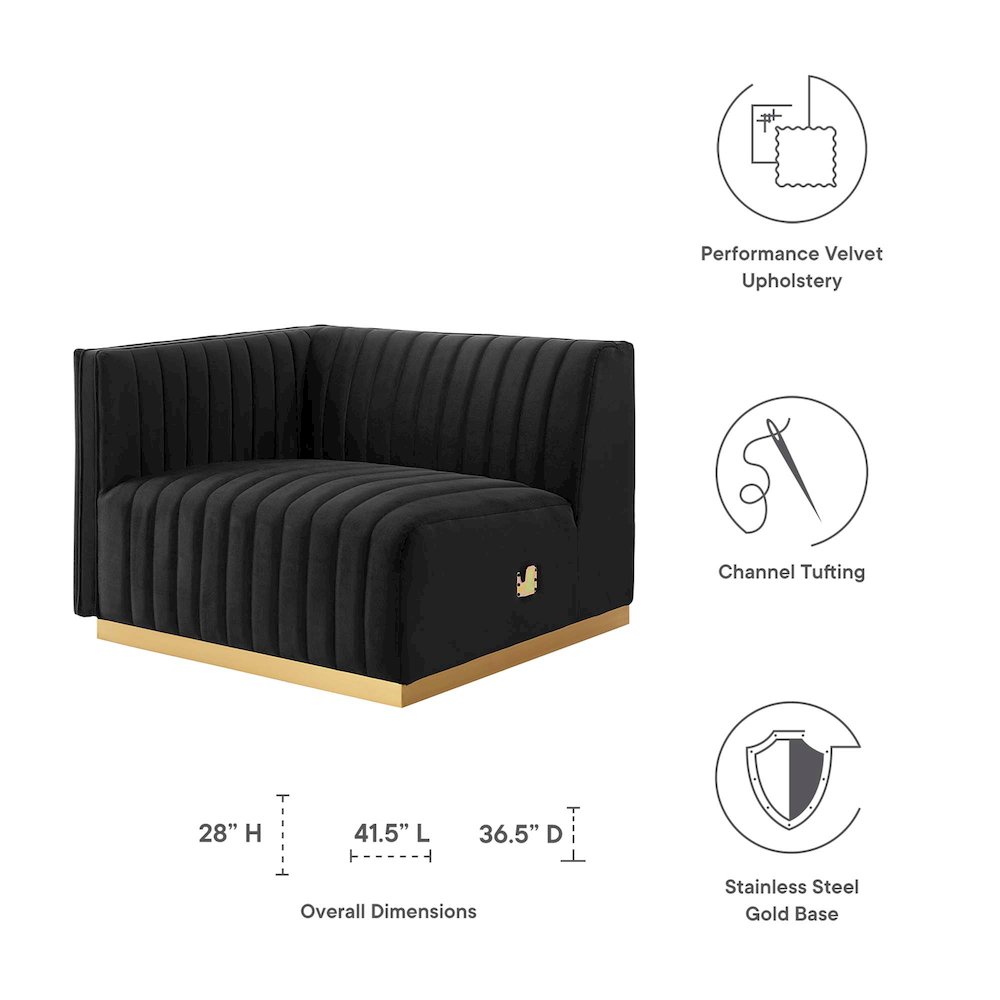 Conjure Channel Tufted Performance Velvet Left-Arm Chair. Picture 2
