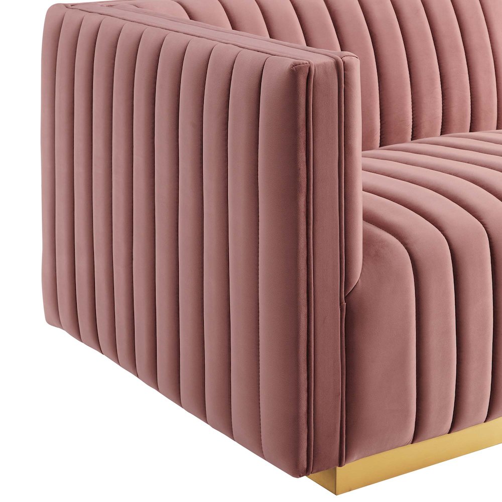Conjure Channel Tufted Performance Velvet Left-Arm Chair. Picture 5