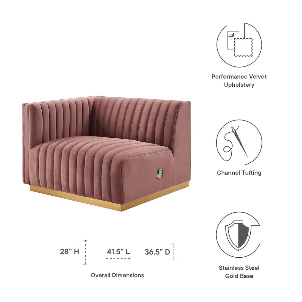 Conjure Channel Tufted Performance Velvet Left-Arm Chair. Picture 2