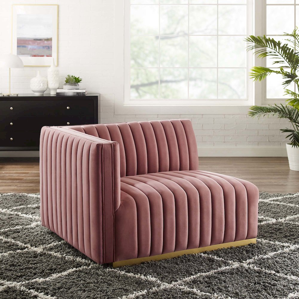Conjure Channel Tufted Performance Velvet Left-Arm Chair. Picture 6