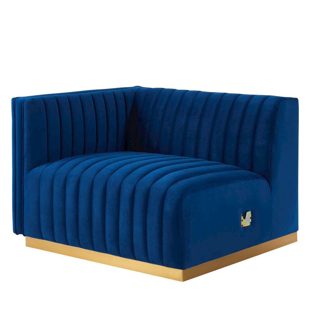 Conjure Channel Tufted Performance Velvet Left-Arm Chair. Picture 1