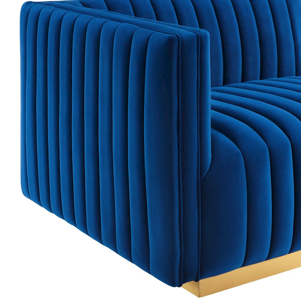 Conjure Channel Tufted Performance Velvet Left-Arm Chair. Picture 5