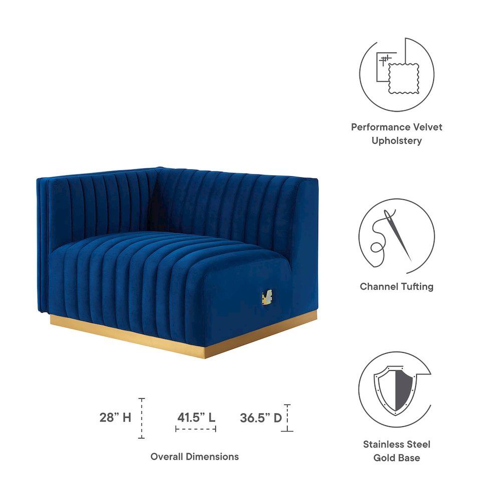 Conjure Channel Tufted Performance Velvet Left-Arm Chair. Picture 2