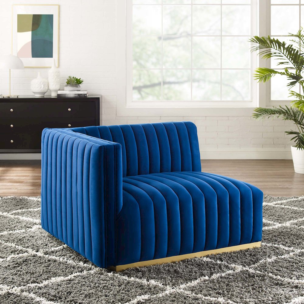 Conjure Channel Tufted Performance Velvet Left-Arm Chair. Picture 6