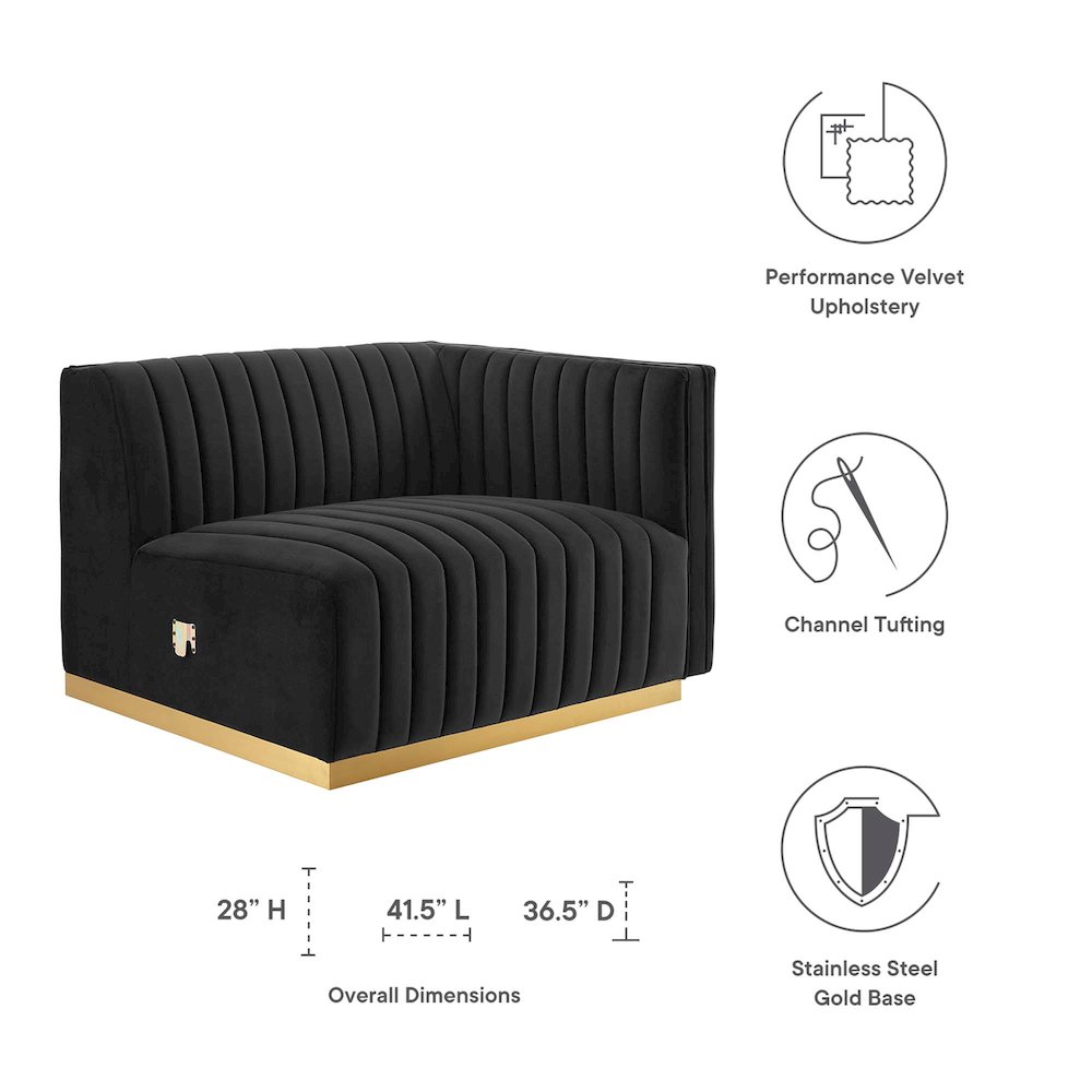Conjure Channel Tufted Performance Velvet Right-Arm Chair. Picture 2