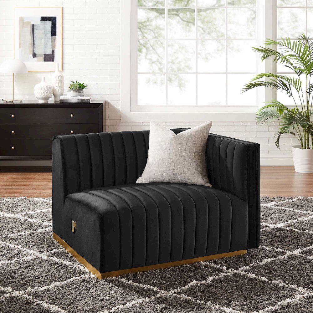 Conjure Channel Tufted Performance Velvet Right-Arm Chair. Picture 6