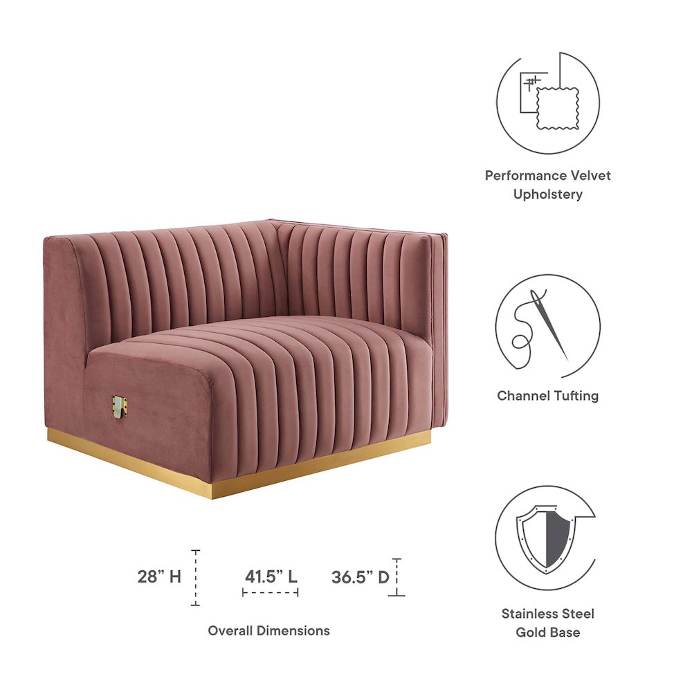 Conjure Channel Tufted Performance Velvet Right-Arm Chair. Picture 2