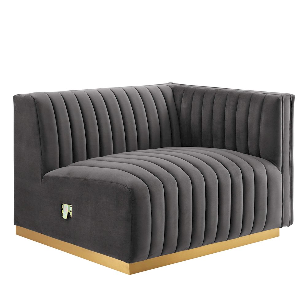 Conjure Channel Tufted Performance Velvet Right-Arm Chair. Picture 1