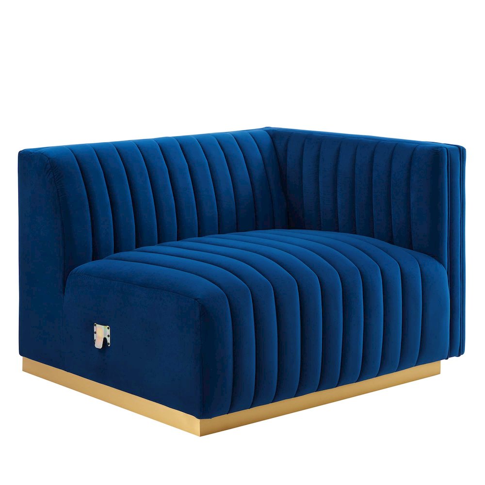 Conjure Channel Tufted Performance Velvet Right-Arm Chair. Picture 1