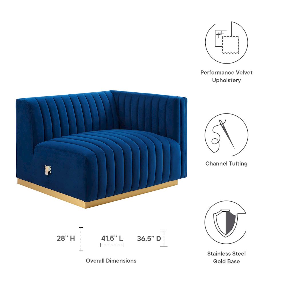 Conjure Channel Tufted Performance Velvet Right-Arm Chair. Picture 2