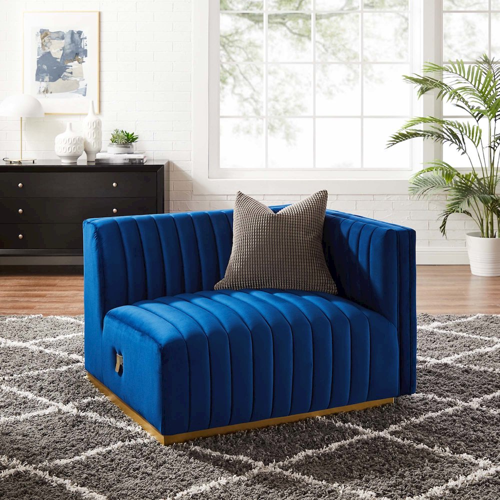 Conjure Channel Tufted Performance Velvet Right-Arm Chair. Picture 6