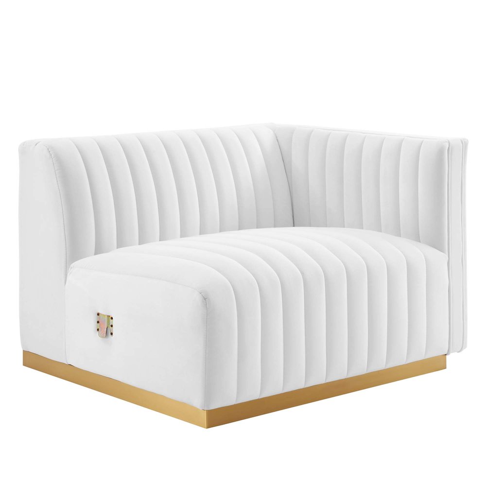 Conjure Channel Tufted Performance Velvet Right-Arm Chair. Picture 1