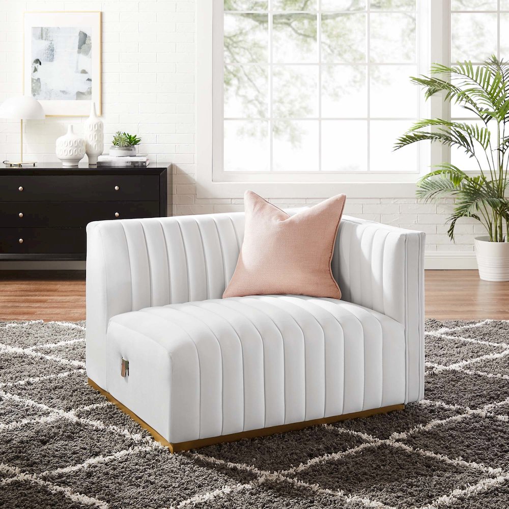 Conjure Channel Tufted Performance Velvet Right-Arm Chair. Picture 6