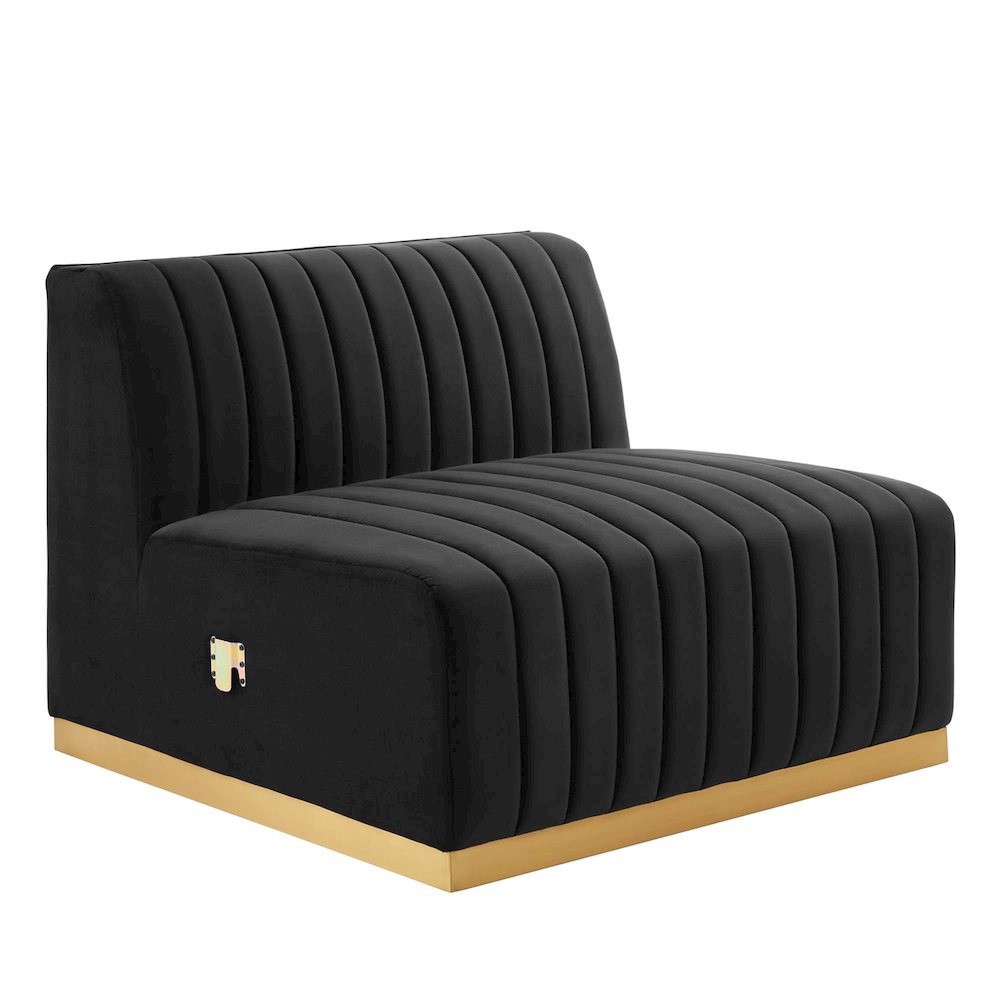 Conjure Channel Tufted Performance Velvet Armless Chair. Picture 1