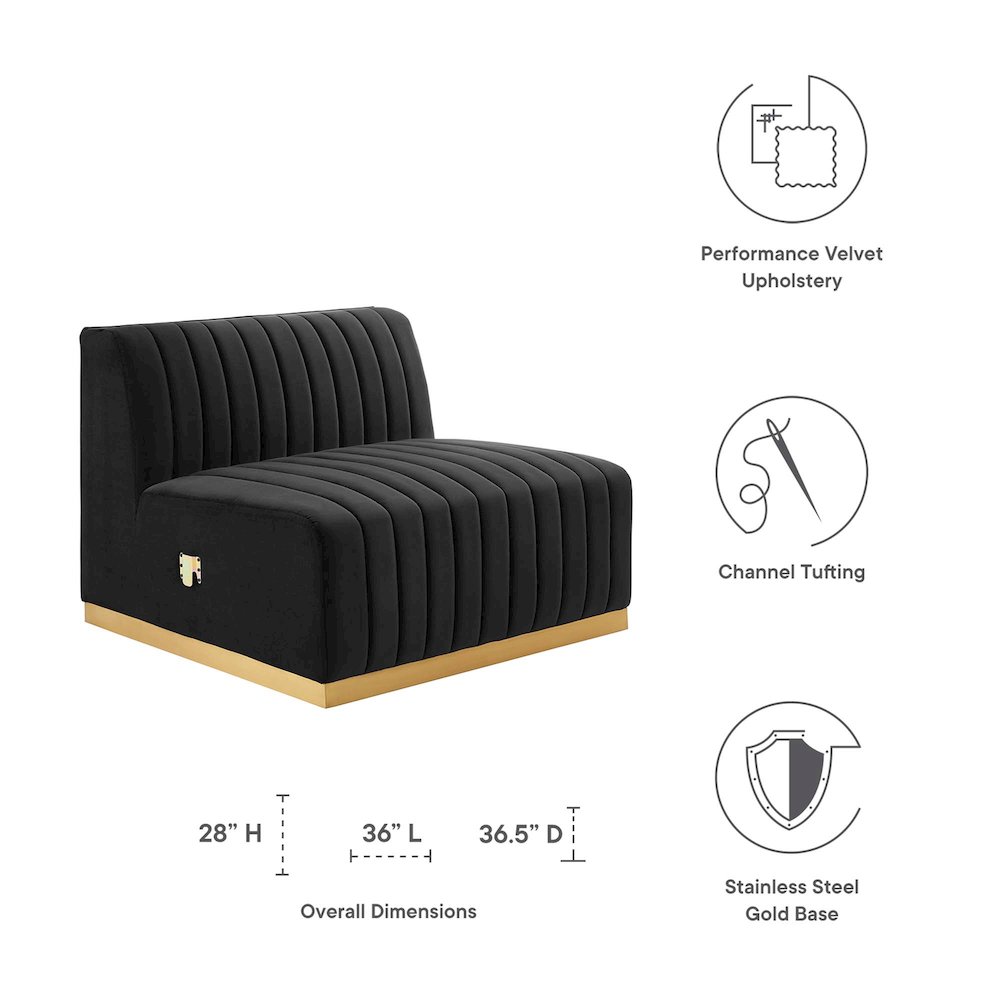 Conjure Channel Tufted Performance Velvet Armless Chair. Picture 2