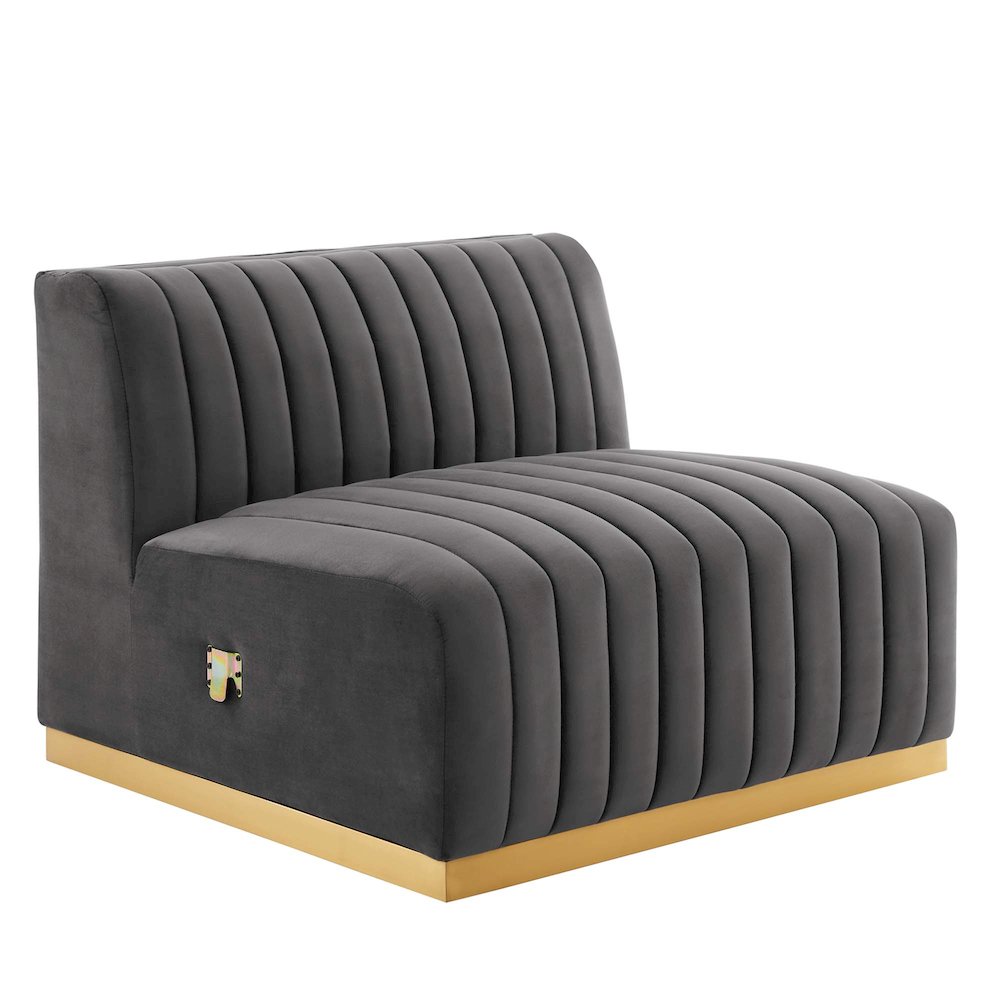 Conjure Channel Tufted Performance Velvet Armless Chair. Picture 1