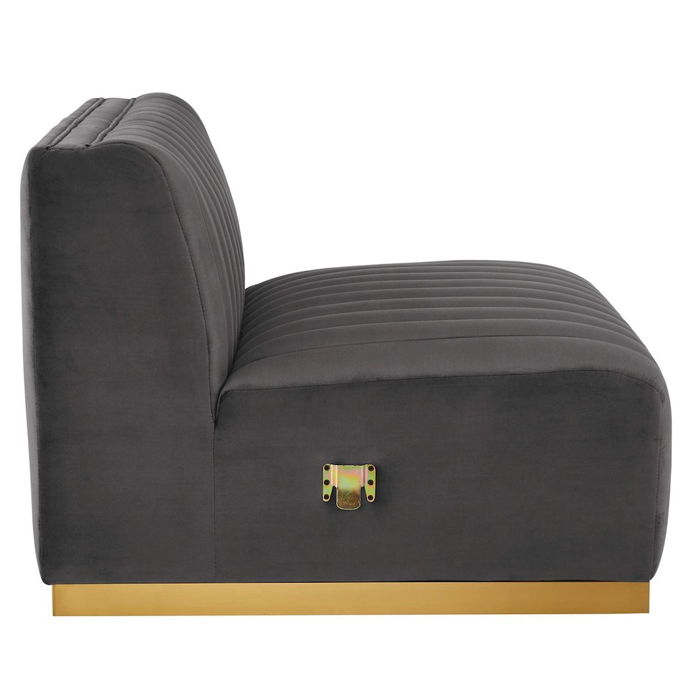 Conjure Channel Tufted Performance Velvet Armless Chair. Picture 3