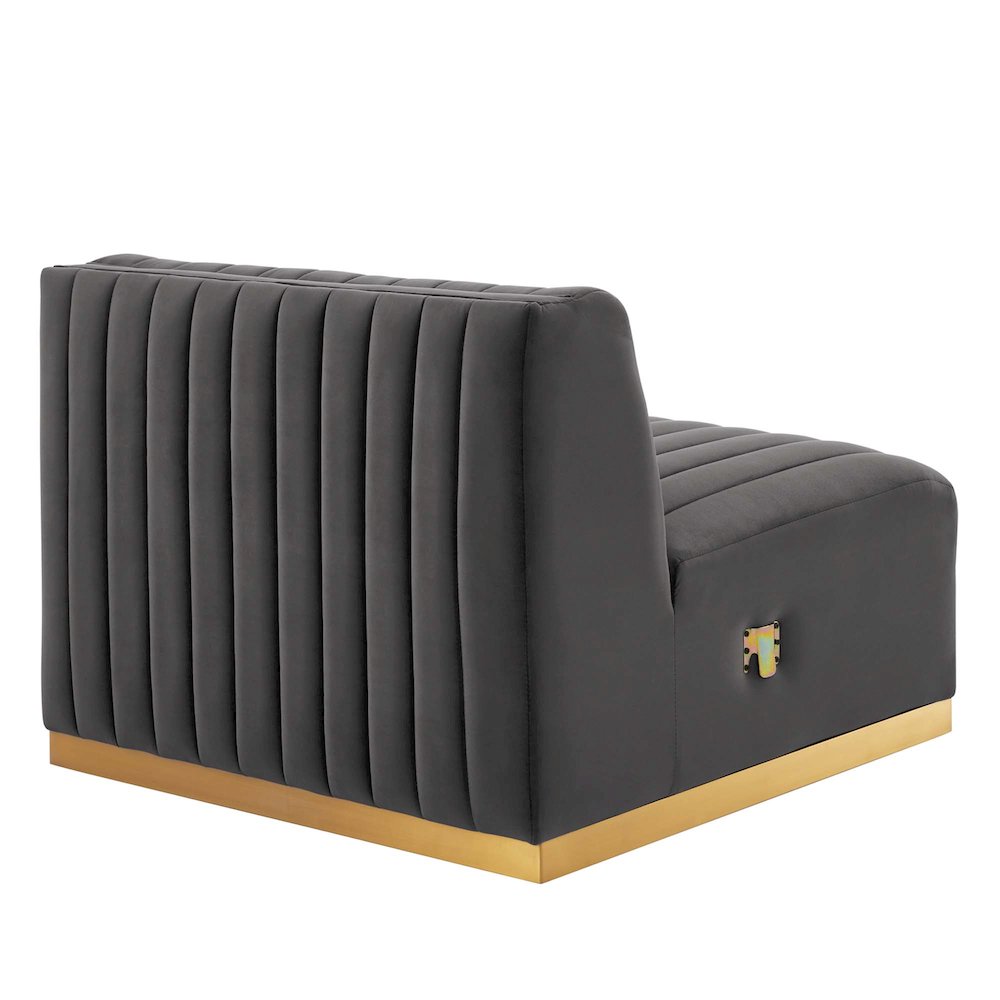 Conjure Channel Tufted Performance Velvet Armless Chair. Picture 4