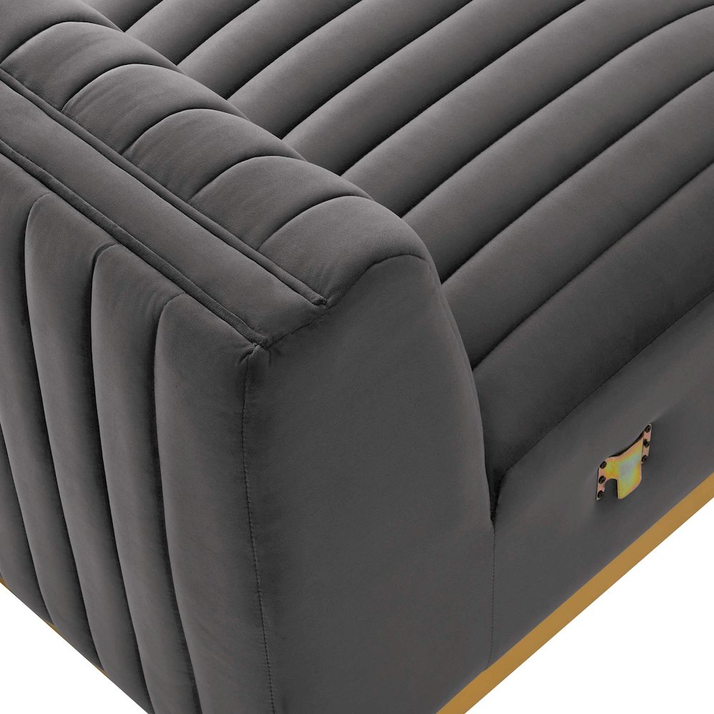 Conjure Channel Tufted Performance Velvet Armless Chair. Picture 6