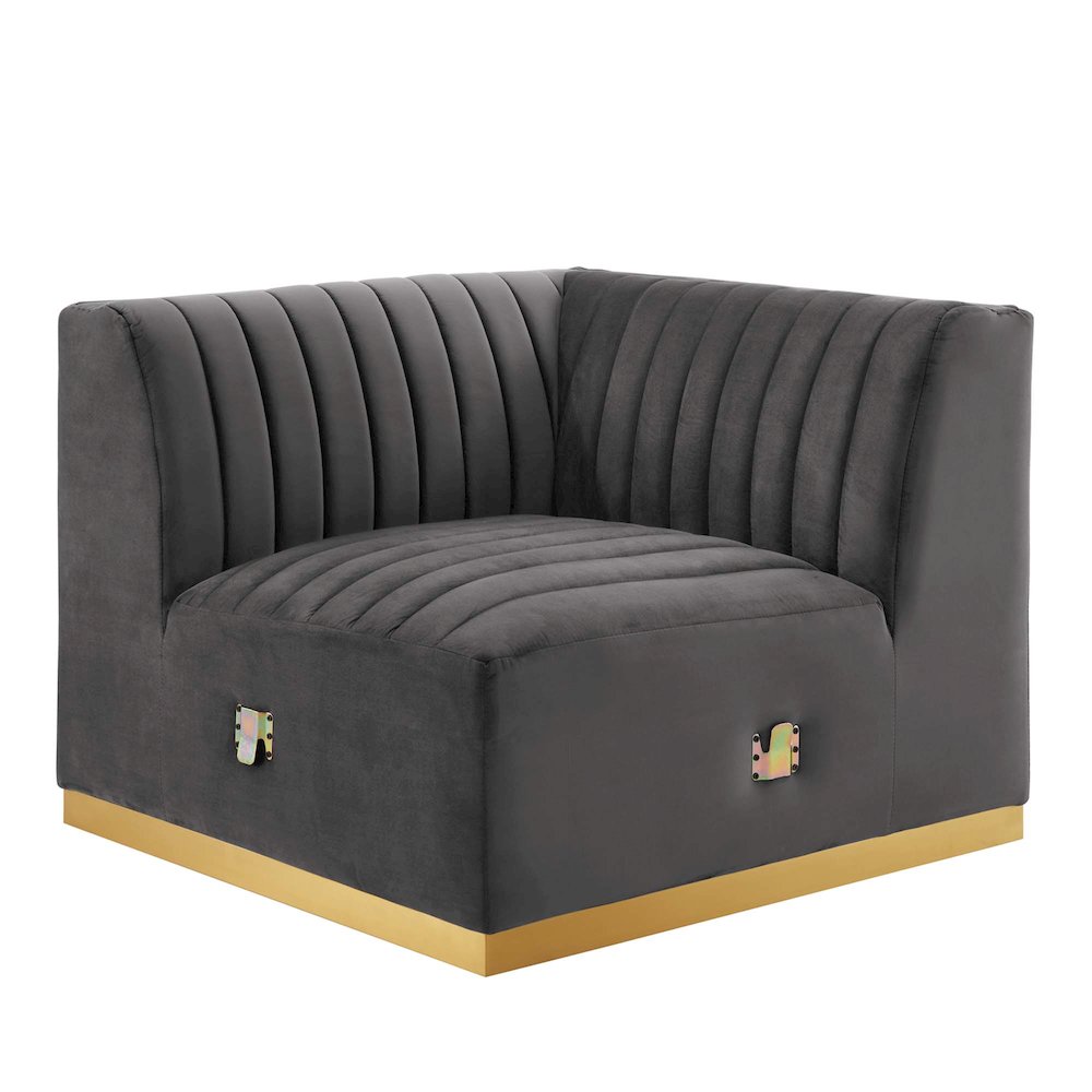 Conjure Channel Tufted Performance Velvet Left Corner Chair. Picture 1
