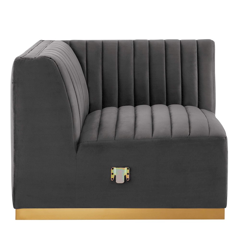 Conjure Channel Tufted Performance Velvet Left Corner Chair. Picture 3