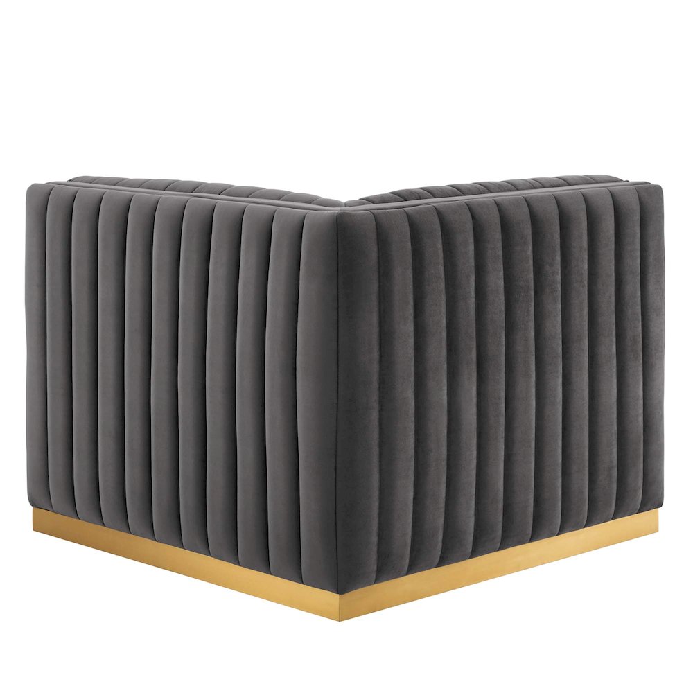 Conjure Channel Tufted Performance Velvet Left Corner Chair. Picture 4