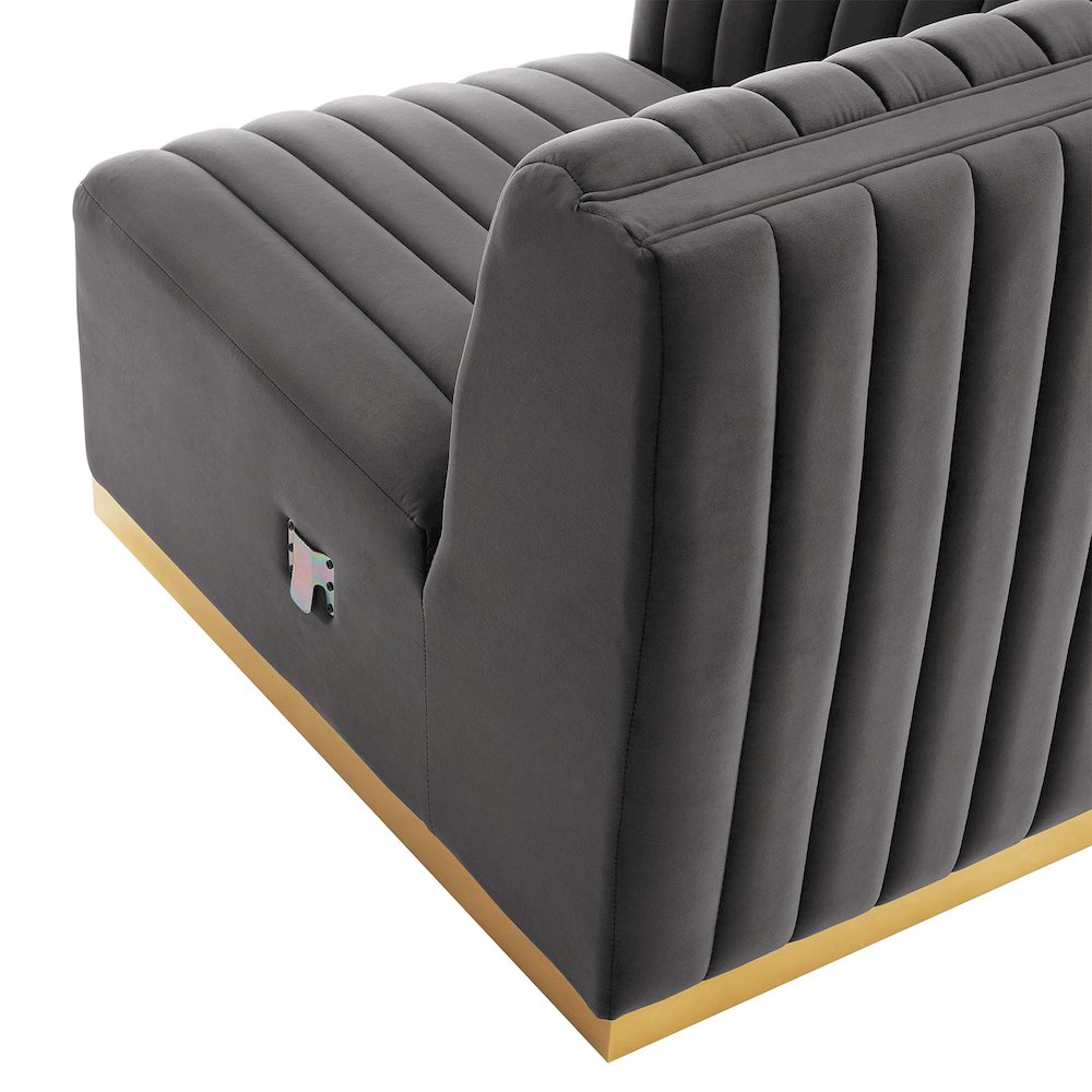 Conjure Channel Tufted Performance Velvet Left Corner Chair. Picture 5