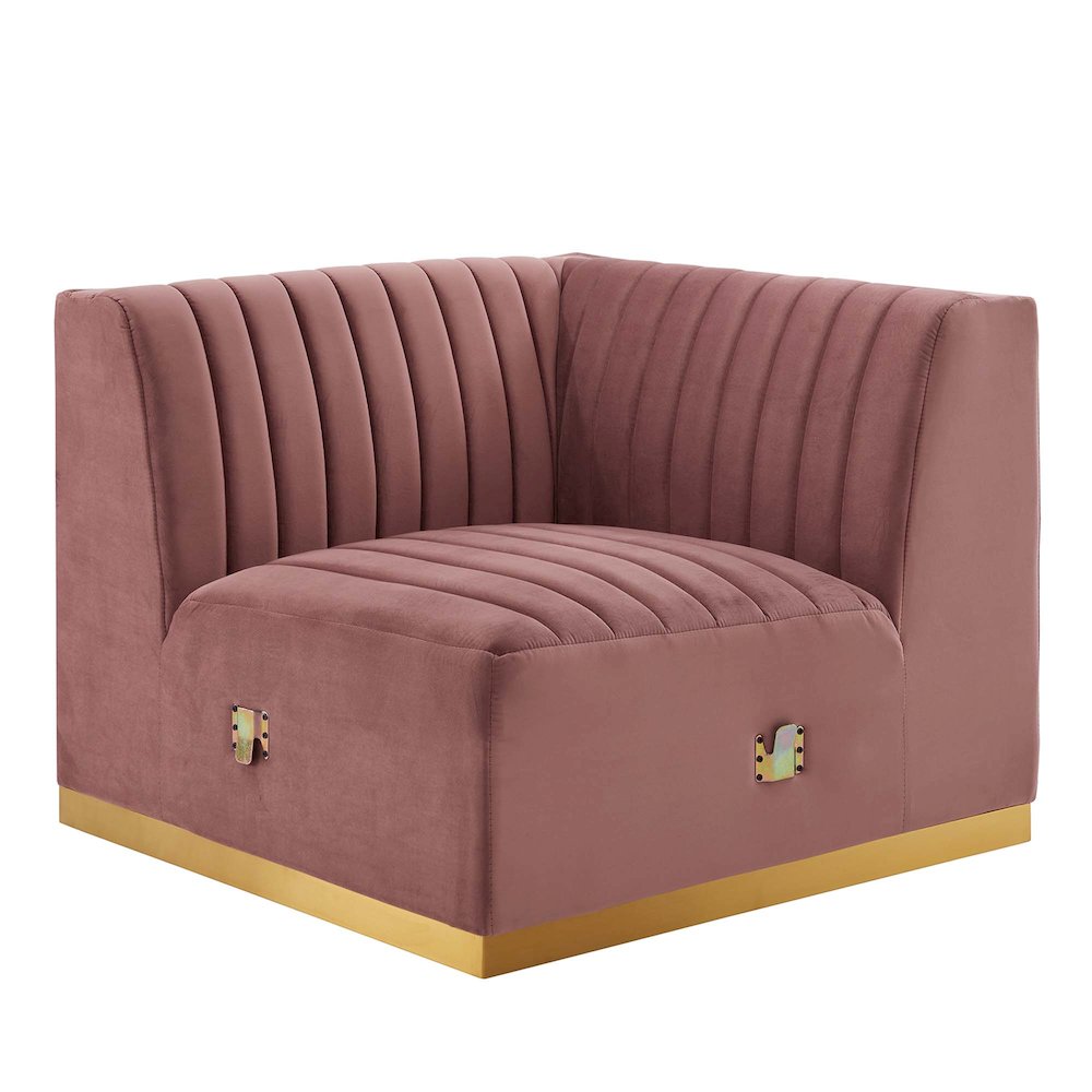 Conjure Channel Tufted Performance Velvet Right Corner Chair. Picture 1