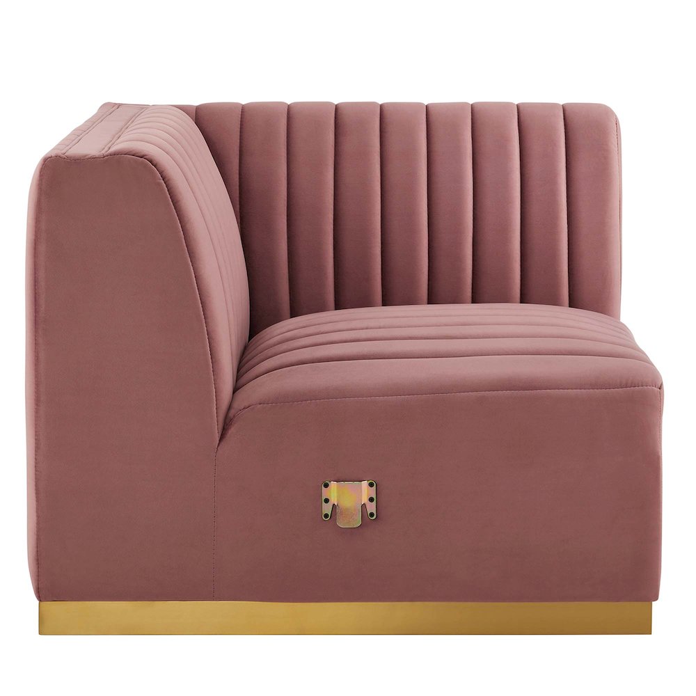 Conjure Channel Tufted Performance Velvet Right Corner Chair. Picture 3