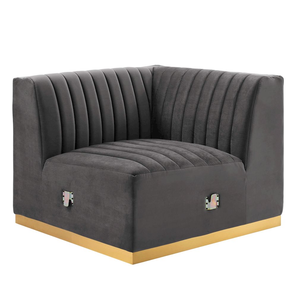 Conjure Channel Tufted Performance Velvet Right Corner Chair. Picture 1