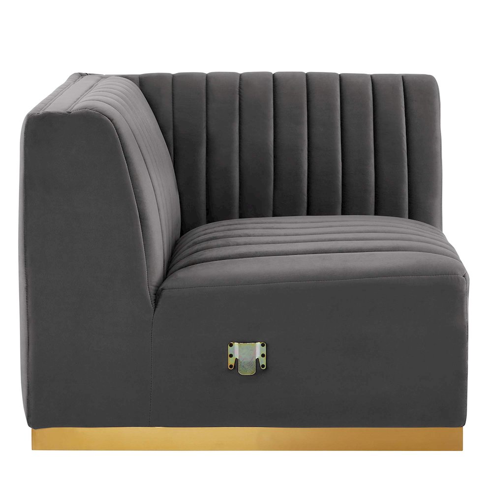 Conjure Channel Tufted Performance Velvet Right Corner Chair. Picture 3
