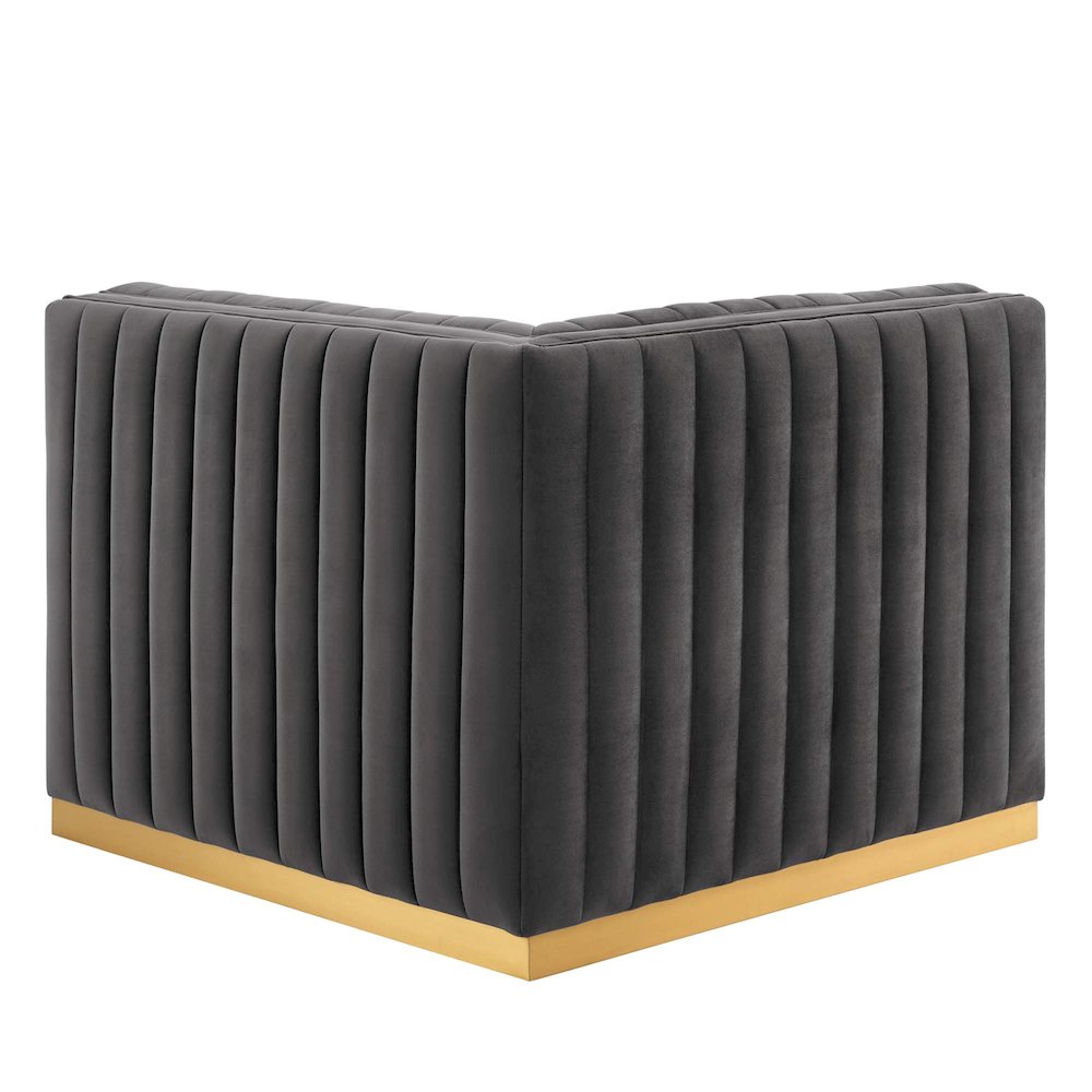 Conjure Channel Tufted Performance Velvet Right Corner Chair. Picture 4