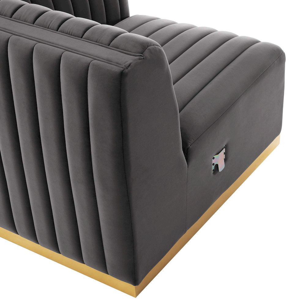 Conjure Channel Tufted Performance Velvet Right Corner Chair. Picture 5