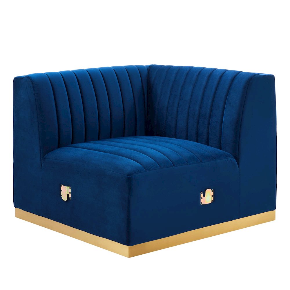 Conjure Channel Tufted Performance Velvet Right Corner Chair. Picture 1