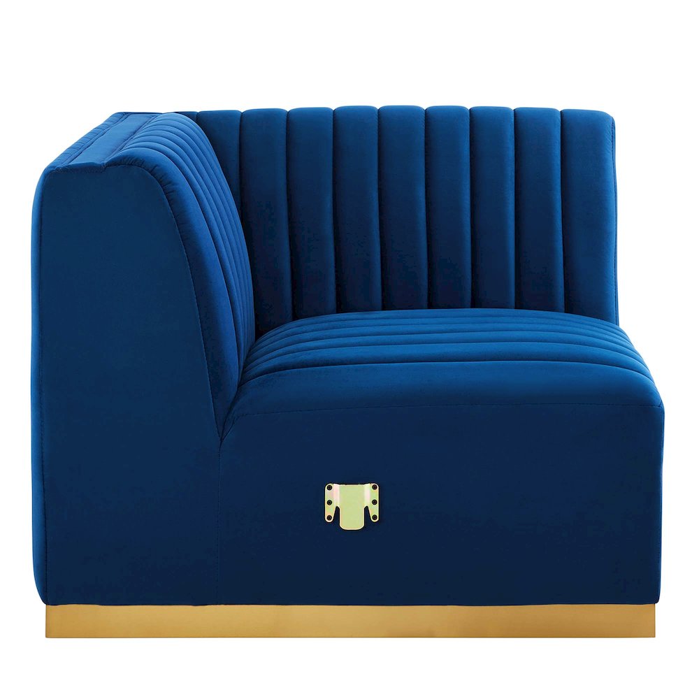 Conjure Channel Tufted Performance Velvet Right Corner Chair. Picture 3