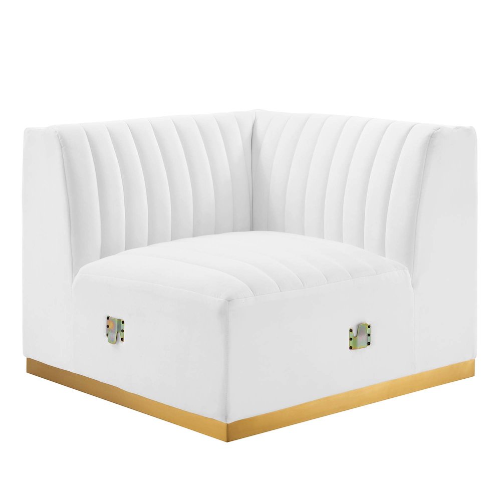 Conjure Channel Tufted Performance Velvet Right Corner Chair. Picture 1