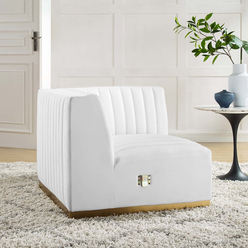 Conjure Channel Tufted Performance Velvet Right Corner Chair. Picture 6