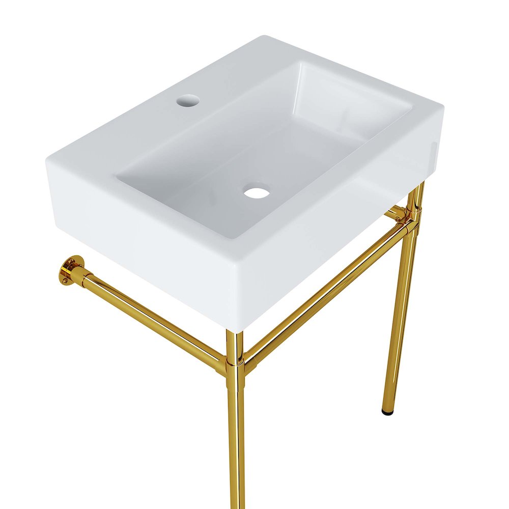 Redeem 24" Wall-Mount Gold Stainless Steel Bathroom Vanity. Picture 3